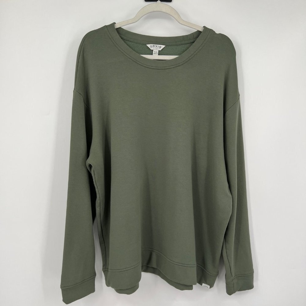 Orvis Long Sleeve Pullover Crewneck Sweatshirt Men's XL Green Modal soft gorpcor